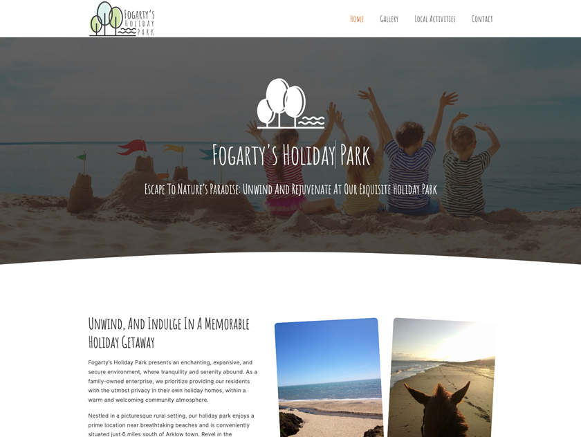 fogarty holiday park web designers wicklow.